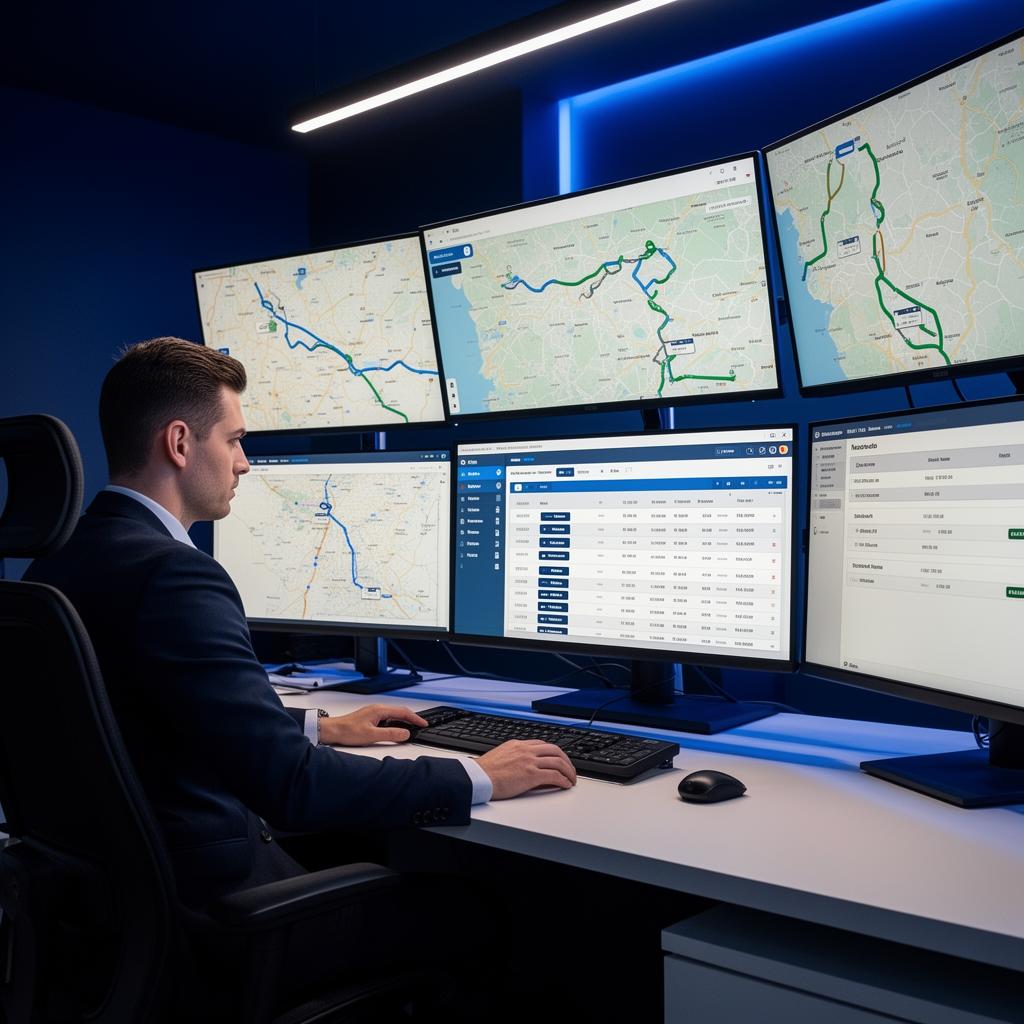 Operations manager reviewing bookings on multiple screens